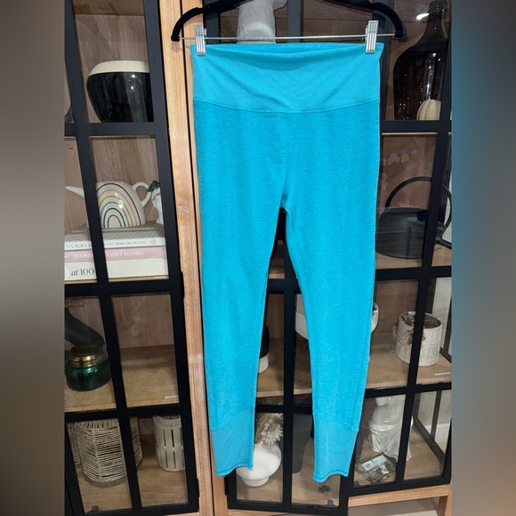 ALO Leggings Alosoft Lounge Bright Aqua Heather high waisted workout ribbed - Picture 2 of 10